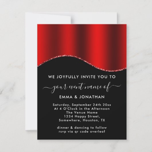 QR-Glitzer-Blumencode Grenzen Roter Wein Schwarz (Vorderseite)