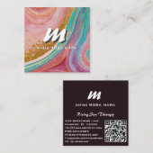 *~* QR Glitzer Moderner Abstrakter Marble Geode AP Quadratische Visitenkarte (Vorne/Hinten)
