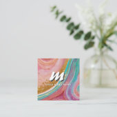 *~* QR Glitzer Moderner Abstrakter Marble Geode AP Quadratische Visitenkarte (Stehend Vorderseite)