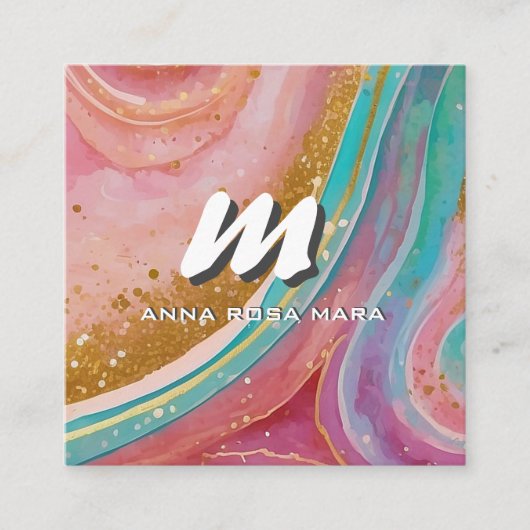 *~* QR Glitzer Moderner Abstrakter Marble Geode AP Quadratische Visitenkarte (Vorderseite)