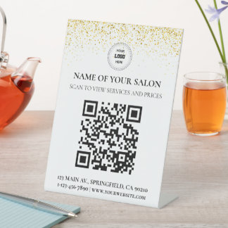 QR-Glitzer-Salon-Service-Display-Zeichen Sockelschild