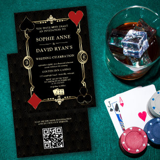 QR Gold Art Deco 1920er Kasino Vegas Poker Hochzei Einladung