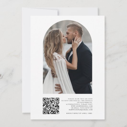 QR-Hochzeit für Black Foto Einladung (Rückseite)
