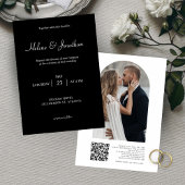 QR-Hochzeit für Black Foto Einladung