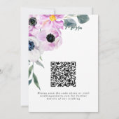 QR-Hochzeit für lila und weiße Anemonen Save The Date (Rückseite)