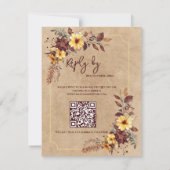 QR-Hochzeit im Herbst für Gelb und Burgund RSVP Karte (Rückseite)