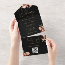 QR-Hochzeit im Herbst für schwarze und goldene Rus