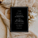 QR-Hochzeit mit weißer Grenze Einladung<br><div class="desc">Schwarze Ränder einfache elegante Schwarz-Weiß Hochzeit Thema,  der Text,  QR-Code und Farben können bearbeitet werden.</div>