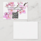 QR Hochzeit mit zartem pinkfarbenem Blumen Begleitkarte (Vorne/Hinten)