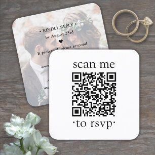 QR Hochzeits-RSVP Einfache Fotos & Klassische Typo Begleitkarte