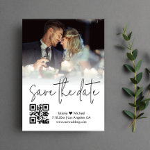 QR-Kalligrafie-Paar Foto Save the Date