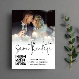 QR-Kalligrafie-Paar Foto Save the Date Mitteilungskarte