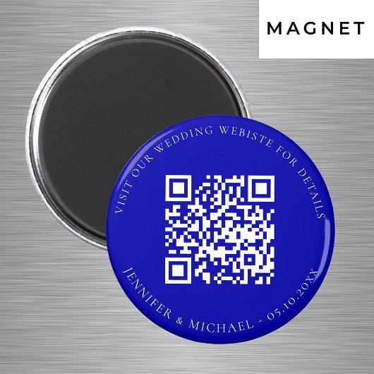 QR-Kennziffern der Hochzeitwebsite uAwg Royalblau Magnet