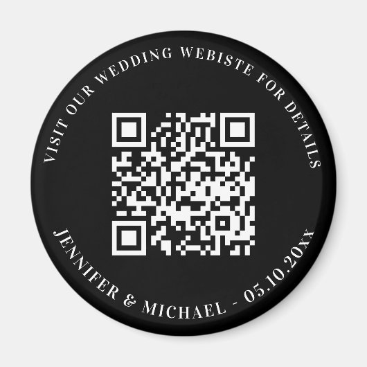 QR-Kennziffern der Hochzeitwebsite uAwg Schwarz-we Magnet (Vorne)