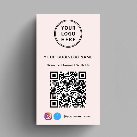 QR-Kode für Werbemotive Rosa Visitenkarte