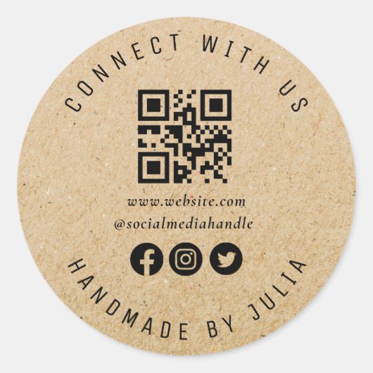 QR-Kodex für Social-Media-Unternehmen Runder Aufkleber (Vorderseite)