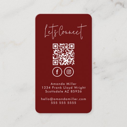 QR-Kodex für soziale Medien in Verbindung mit unse Visitenkarte (Vorderseite)