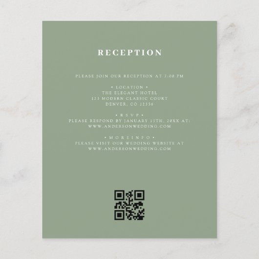 QR-Kodex Grünes Leaf Einladung zur Hochzeit (Rückseite)