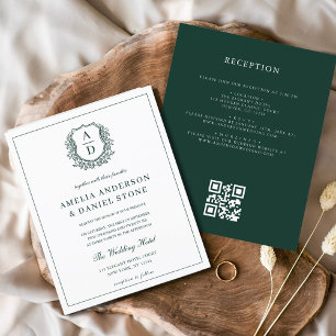 QR-Kodex Grünes Leaf Einladung zur Hochzeit Flyer