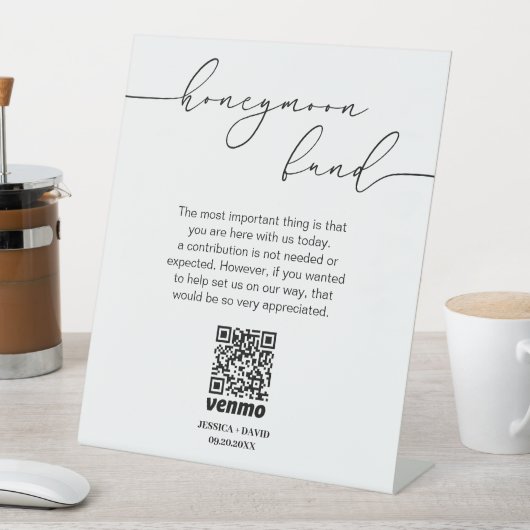 QR-Kodex-Zeichen für Honeymoon-Kalligrafie Sockelschild (In Situ)