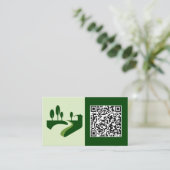 🍃 QR Landscaping Rasenmäher Visitenkarte (Stehend Vorderseite)