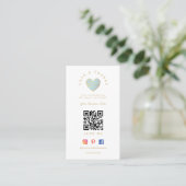 QR Light Blue Heart Love & Thanks Supporting Visitenkarte (Stehend Vorderseite)