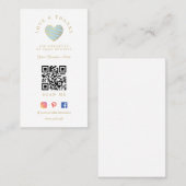 QR Light Blue Heart Love & Thanks Supporting Visitenkarte (Vorne/Hinten)