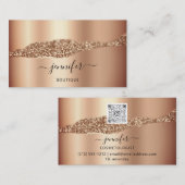 QR-Logo Abstrakte Kupfer-Rose Gold Visitenkarte (Vorne/Hinten)