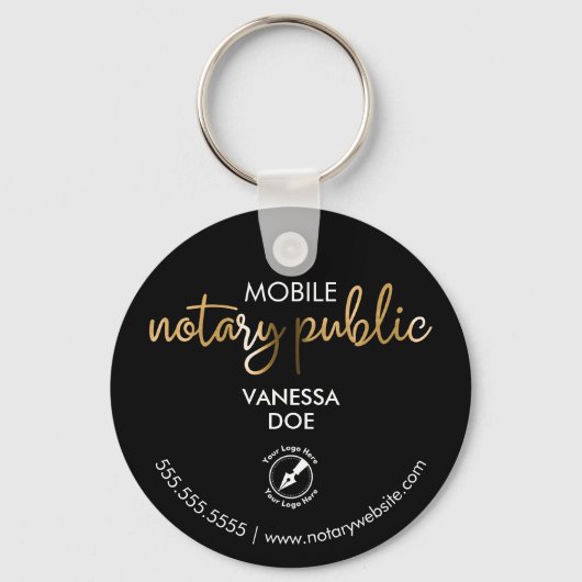 QR-Logo-Business-Promotion für Schwarz-Gold-Notare Schlüsselanhänger (Vorderseite)