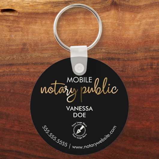 QR-Logo-Business-Promotion für Schwarz-Gold-Notare Schlüsselanhänger (Vorderseite)