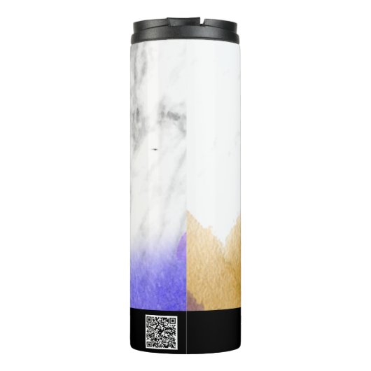 *~* QR LOGO COUPLE Foto Gold Lila Thermosbecher (Rückseite)