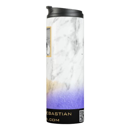 *~* QR LOGO COUPLE Foto Gold Lila Thermosbecher (Nach rechts gedreht)