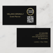 QR-Logo Einfache Black Gold Business Card Visitenkarte (Vorne/Hinten)