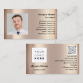 QR-Logo Foto Beruflich Rose Visitenkarte (Vorne/Hinten)