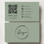 QR-Logo für Berufliche Unternehmen in Sage Green Visitenkarte<br><div class="desc">Machen Sie mit dieser Sage Green Beruflich Company Logo QR Code Business Card einen ruhigen und sicheren Eindruck. Dieses Design mit sanftem, grünen Hintergrund, sauberem Layout und Platz für Ihr Business-Logo und einen scannbaren QR-Code ist ideal für Profis und Unternehmen, die woll haben, minimalistischen Stil mit moderner Funktionalität zu verbinden....</div>