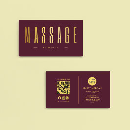 QR-Logo für Burgundy & Gold Massage Therapeut Visitenkarte