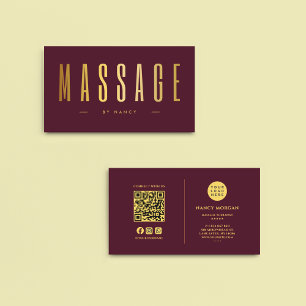 QR-Logo für Burgundy & Gold Massage Therapeut Visitenkarte