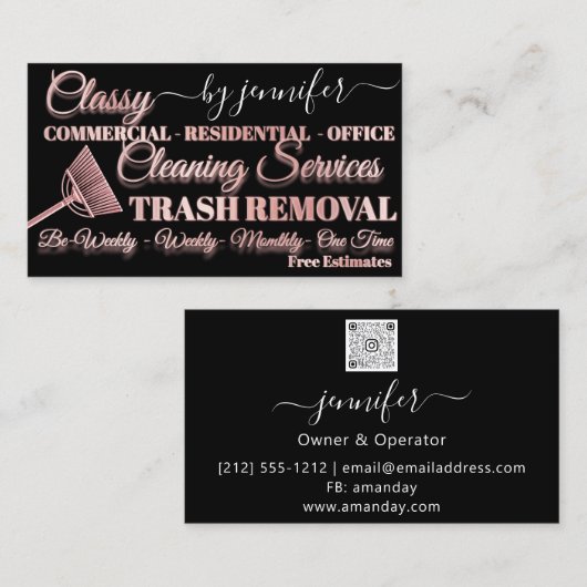 QR-Logo für das Entfernen von Mülleimer mit klasse Visitenkarte (Vorne/Hinten)