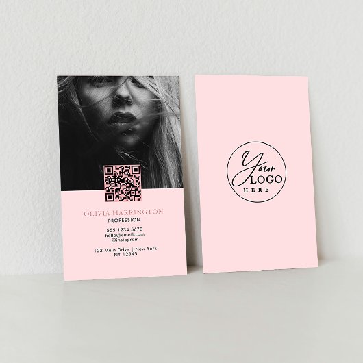 QR-Logo für das Foto "Minimal Blush Pink" Visitenkarte