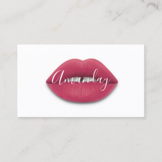 QR-Logo für das Logo "Makeup Artist White Rose Lip Visitenkarte (Vorderseite)