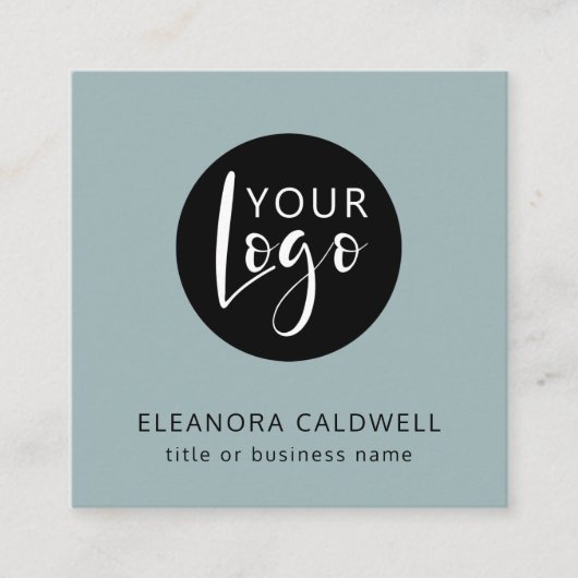 QR-Logo für Social Media Blue Green Quadratische Visitenkarte (Vorderseite)