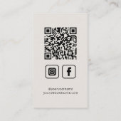 QR-Logo für Social Media Elegante Eggshell Visitenkarte (Rückseite)