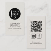 QR-Logo für Social Media Elegante Eggshell Visitenkarte (Vorne/Hinten)