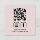 QR-Logo für Social Media rosa Quadratische Visitenkarte (Rückseite)