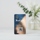 QR-Logo für Social Media Vielen Dank Navy Blue Gol Visitenkarte (Stehend Vorderseite)