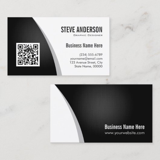 QR-Logo für Unternehmen - Beruflich Schwarz-weiß Visitenkarte (Vorne/Hinten)