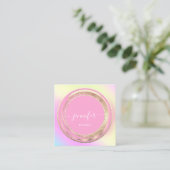 QR-Logo-Glitzer Gold-Frame-Farbstift Rosa Quadratische Visitenkarte (Stehend Vorderseite)