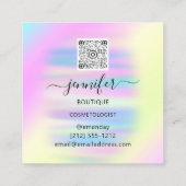 QR-Logo Holografisch Rosa Gold Ombre Quadratische Visitenkarte (Rückseite)