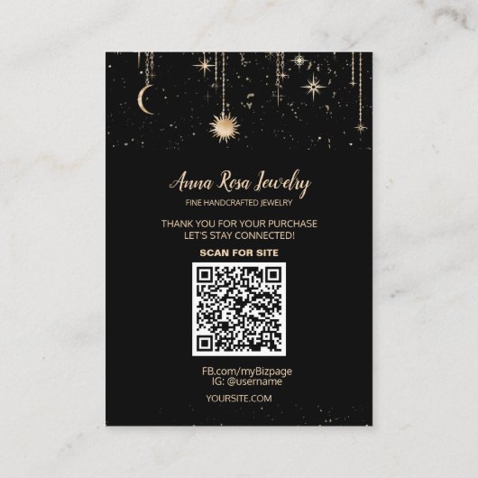 *~* QR Logo Kosmischer Mondschmuck Erring Necklace Visitenkarte (Rückseite)