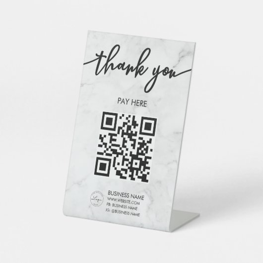QR-Logo-Pedestzeichen für Marble Scan Me QR-Code Sockelschild (Vorderseite)